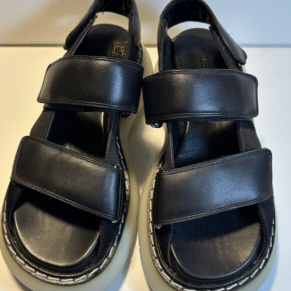 KHAITE Leather Murray Platform Sandals Black Size 39 (US 8.5-9) No Box - Picture 1 of 9